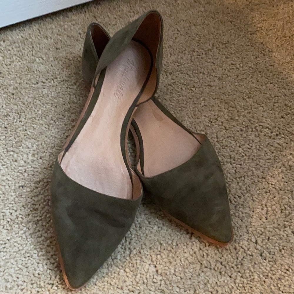 Green suede Madewell flats
